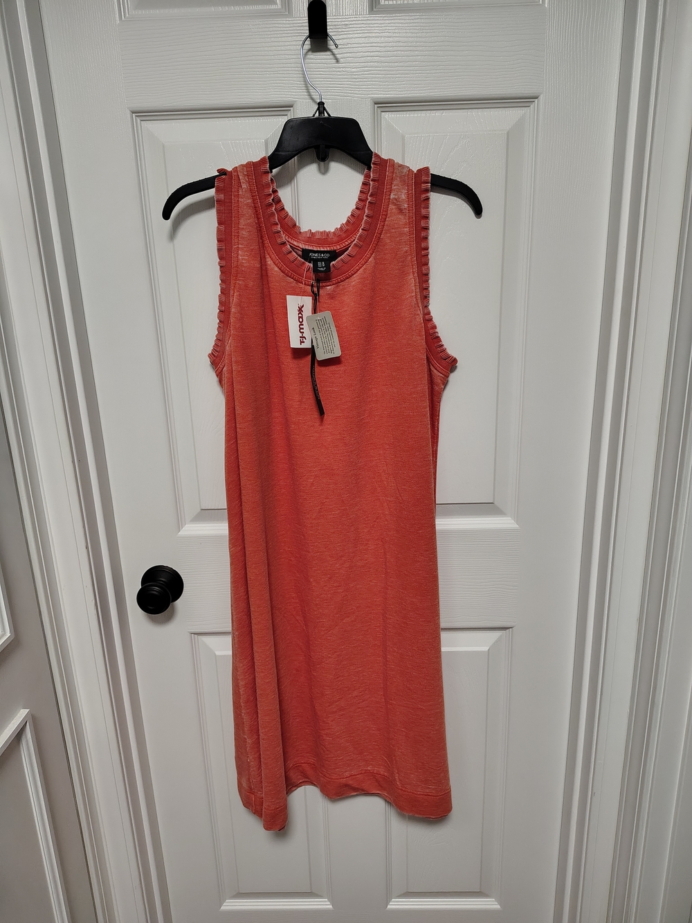 Caslon Sleeveless Coral Midi Dress with Ruffle Detail
